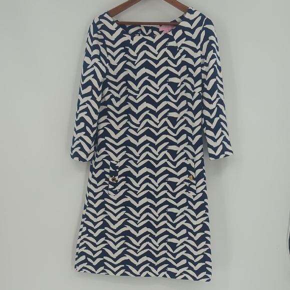 Lilly Pulitzer Womens Charlene Got Lucky Bird Seagull Chevron Sheath Dress - Picture 3 of 12